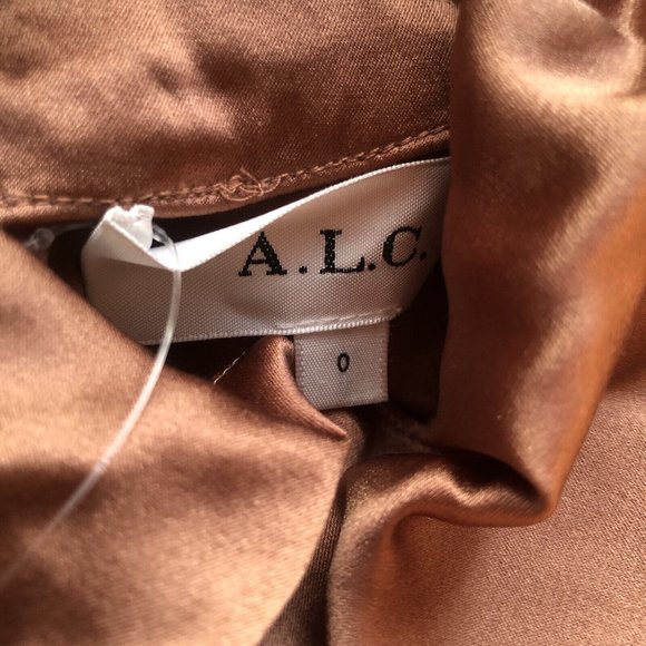 A.L.C. Inez Dress Toffee Brown Silk - Picture 7 of 10